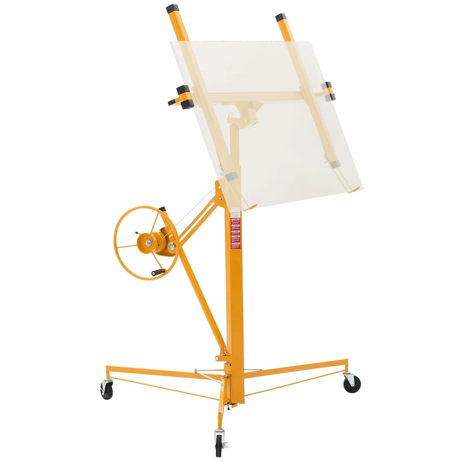 【BackToSchool】VEVOR Carbon Steel Drywall Lift, 11ft Heavy-Duty 68kg/150lbs Sheetrock Hoist with Winch Floor Jack, 4.09-9.58ft Adjustable Arm, Lockable Wheels, 60° Tilting, Ideal for Ceiling-Wall Installation (Yellow) - Father's Day Gift, 11 Feet