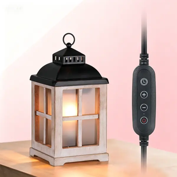 Electric Wax Melt Warmer - Farmhouse Glass & Metal Lantern Tart Burner with Lid, Timer, Adjustable Auto Shutoff, Scented Fragrance Cleaner, Comfortable Decor, Safe Care Gift Item