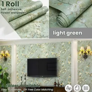 Self-Adhesive Vintage American Country Decorative Wallpaper, 3D Embossed Non-Woven Fabric, 20.86 X 196.86 Inches, Bedroom Living Room Background Wall Decor