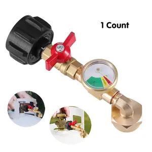 Propane Refill Adapter with Valve and Gauge, 90° Elbow, Valve & Glow-in-Dark Gauge, Fills 1LB from 20-40LBS Tanks, Heavy-duty for Camping/Grill, Men's Gift/Christmas High Pressure Propane Gas Adapter