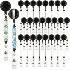 27 pieces of adjustable bead-stringing badge clasp holders, suitable for loose beads, blank name badge rolls, belt clips, for jewelry and other items. A perfect choice for nurses, teachers, office supplies, Halloween and Christmas gifts.