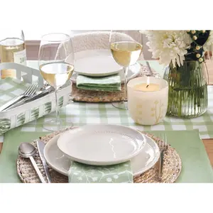 Painted Grid Table Runner - Green
