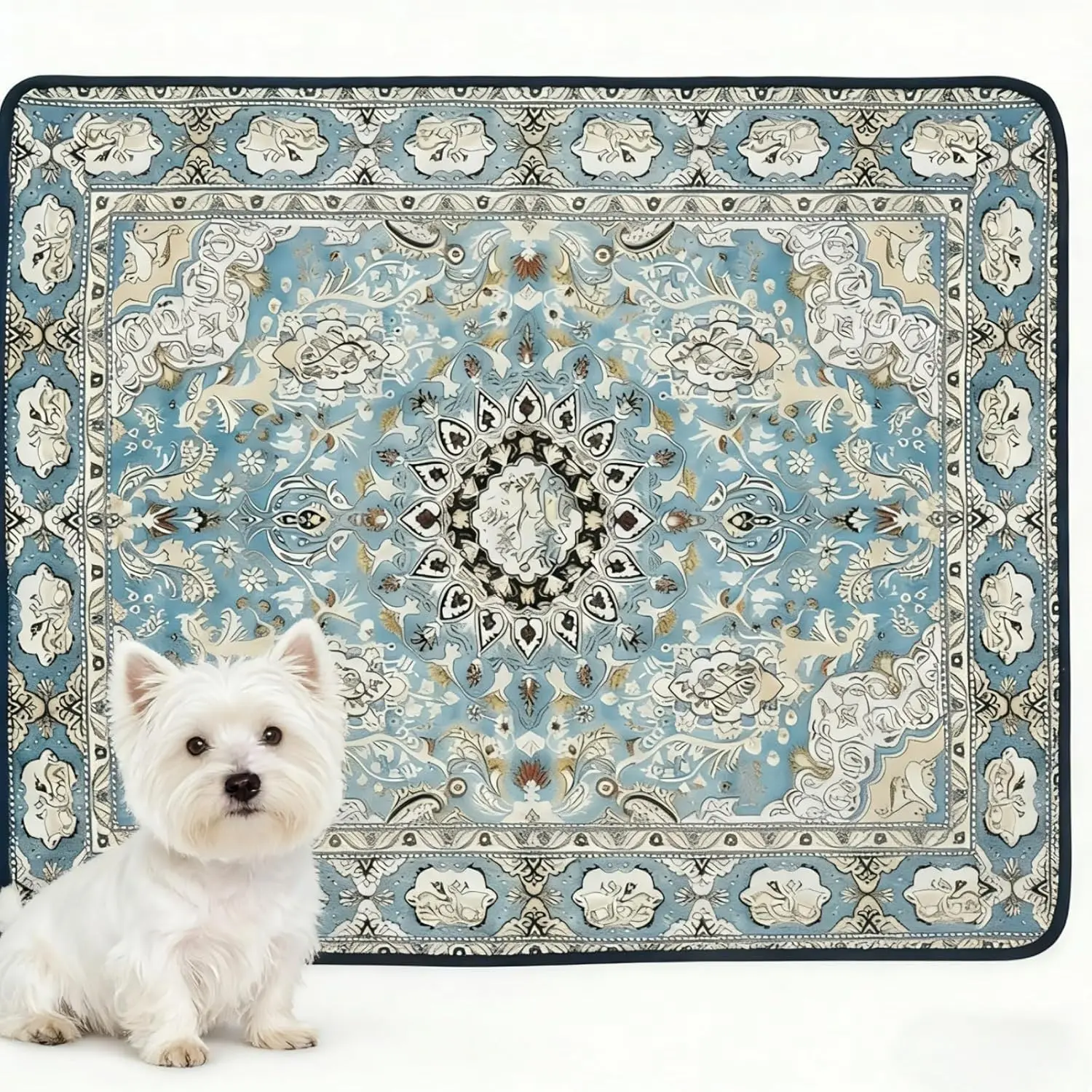 Boho Machine Washable Pet Pee Pad - 17x27in Coverage, Eco-Friendly, Leak-Proof, Waterproof, Odor-Free, Floor-Safe Barrier, Decorative Home Mat, Fits Crates & Desks, Easy Cleanup for Puppy Training