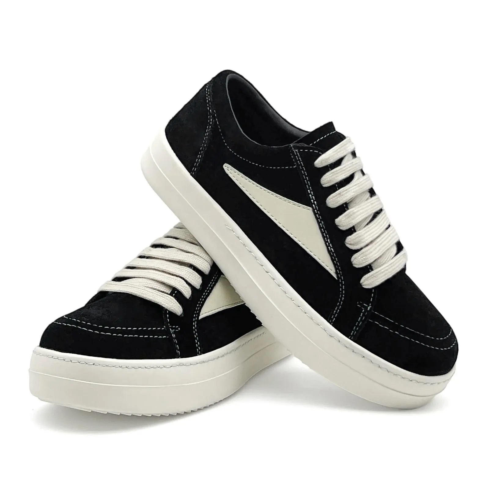 Lumubby Retro Cow Suede Chunky Sneakers for Men, Clean Fit Platform Shoes with Round Toe for Comfortable All Season Wear