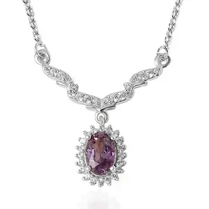 Spinel White Zircon  925 Sterling Silver Platinum Plated Necklace for Women Jewelry Size 18" Ct 0.95 Engagement Anniversary Wedding Promise Birthday Christmas Gifts for Women