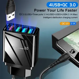 Luxury illuminated 4 in 1 USB Mobile Charger - Fast 3A Charging Head for Quick Power Up * U.S Ports* L.E.D , Fast shipping