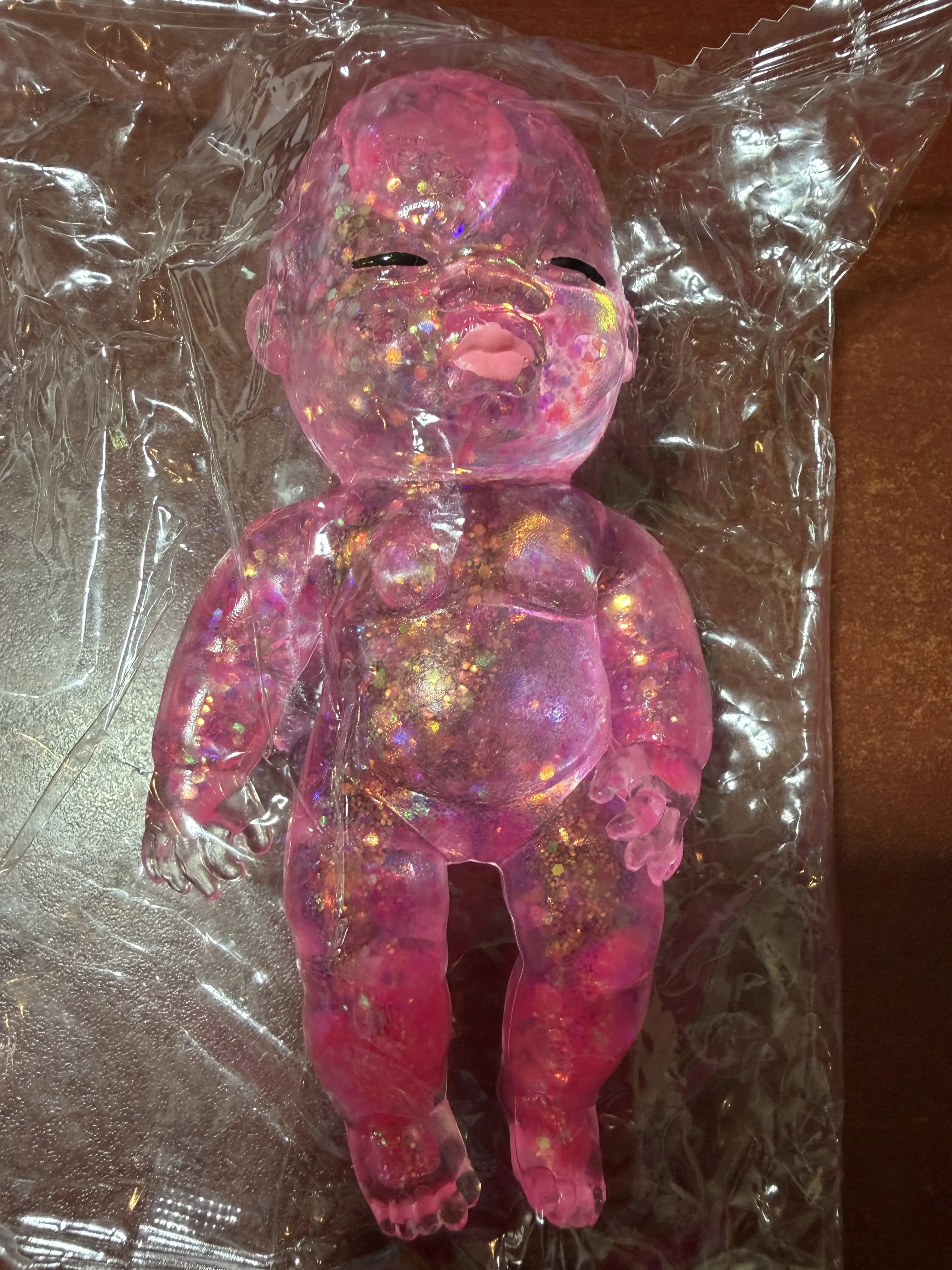 Jumbo Unisex Plastic Baby Shape Sparkly Look Glitter Squishy Sensory Squeez Toy, Stress Relief Toy for 3+ Years, Color-Selectable Swap Option