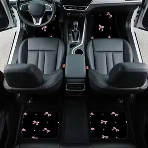 4pcs Car Floor Mats Set, Car Interior Accessory, Interior Car Accessories, Polka Dot Bow Design, Easy Maintenance, Suitable for Sedans and Suvs, Durable and Stylish