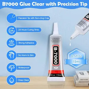 B7000 Super Glue with Precision Needle Tip, Flexible Fast Dry Adhesive for Phone Screen Repair Jewelry Inlay Handmade DIY Crafts