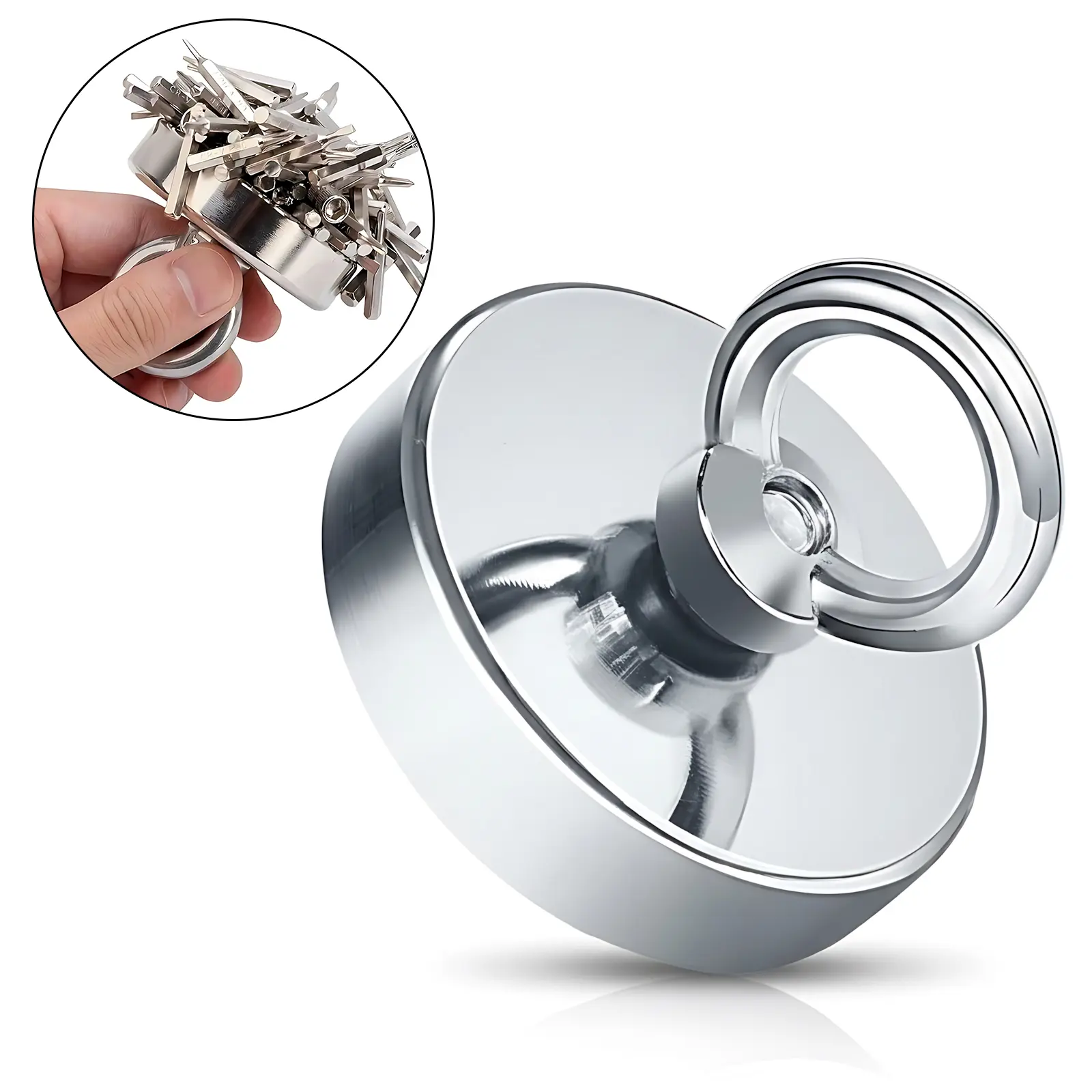 350lbs Heavy-Duty Neodymium Retrieval Magnet with Countersunk Mount - Neodymium Strength Powerful Magnet, Deep-Water Recovery Ready for Treasure Hunting, Outdoor Salvage