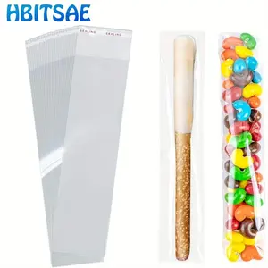 Clear Paper Bag, 100pcs Transparent Candy Bag with Stick, Resealable Packaging, Kitchen Storage Bag for Snack, Candy, Popcorn, Party Favors
