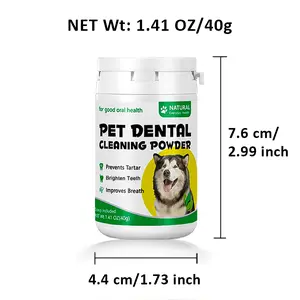 Natural Pet Care Dog Dental Powder 1.41 Oz/40g for Good Oral Health Prevents Tartar Brightens Teeth Improves Breath
