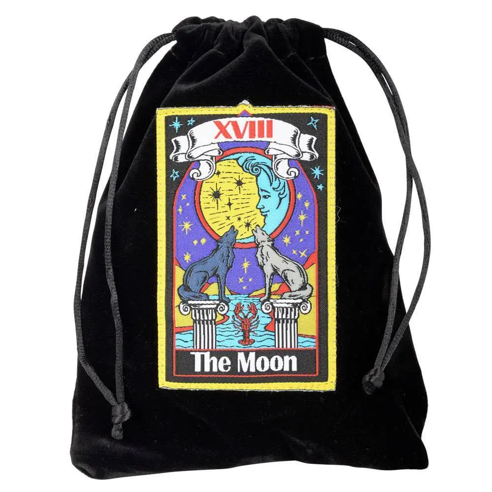Moon Velvet Tarot Bag with Drawstring Top, Moon Motif for Tarot Storage (Toys & Hobbies, Games & Puzzles, Card Games Accessory)