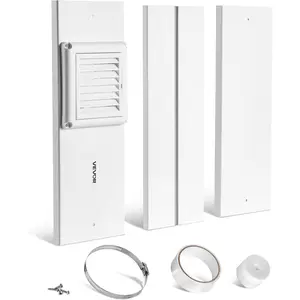 TikTokShopBlackFridayVEVOR Dryer Vent Window Kit, Fits 4-Inch Exhaust Hoses, Adjustable Length for Adapts Sliding Windows of Different Heights, Sturdy PVC and PP Materials, Dual Protections & Multi-layer Sealing Design