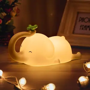 Elephant Shaped Silicone Night Light, Novelty Ambient Night Light, Desk Lamp for Room Decor, Dimmable Nightlight