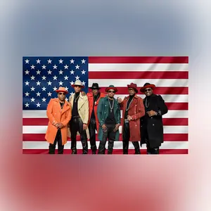 Vintage New Edition Band v2 Tapestry, R&B Group American Flag Wall Hanging, Retro Music Band Decor Banner, 80s-90s Fan Room Art, Gift for Fans