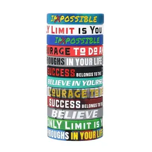 12 Pack Motivational Wristbands for Men, Women & Teens, Inspirational Silicone Bracelets Unisex Adult Wristbands
