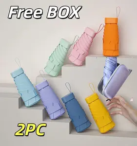 Two Umbrellas with Free Storage Box Compact & Flexible Sunscreen Windproof Waterproof Umbrella Cloth Various Colors for All Ages Easy to Use seasonal  pallets