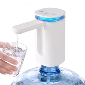 Portable Electric Water Pump with Automatic Folding Spout Blue LED Digital Display 5 Timed Dispensing Modes for Home Office RV Camping USB Rechargeable Multifunction Beverage Dispenser