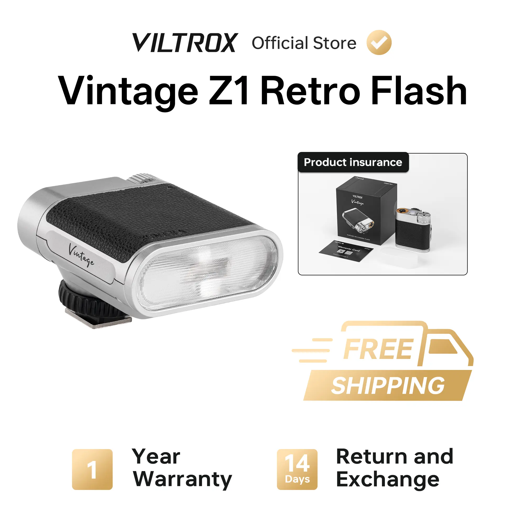 Viltrox Vintage Z1+ Retro Camera Flash - Portable Travel Photography Accessory with Adjustable Brightness, Soft Lighting, Cinematic Backlit Effects