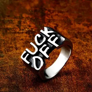 GGIRL FUCK and FUCK OFF Ring For Young Men and Women Personalized Jewelley For Unisex Titaium Steel Hip-Hop Creative Style Ring Durable Party Accessories Size 6-12