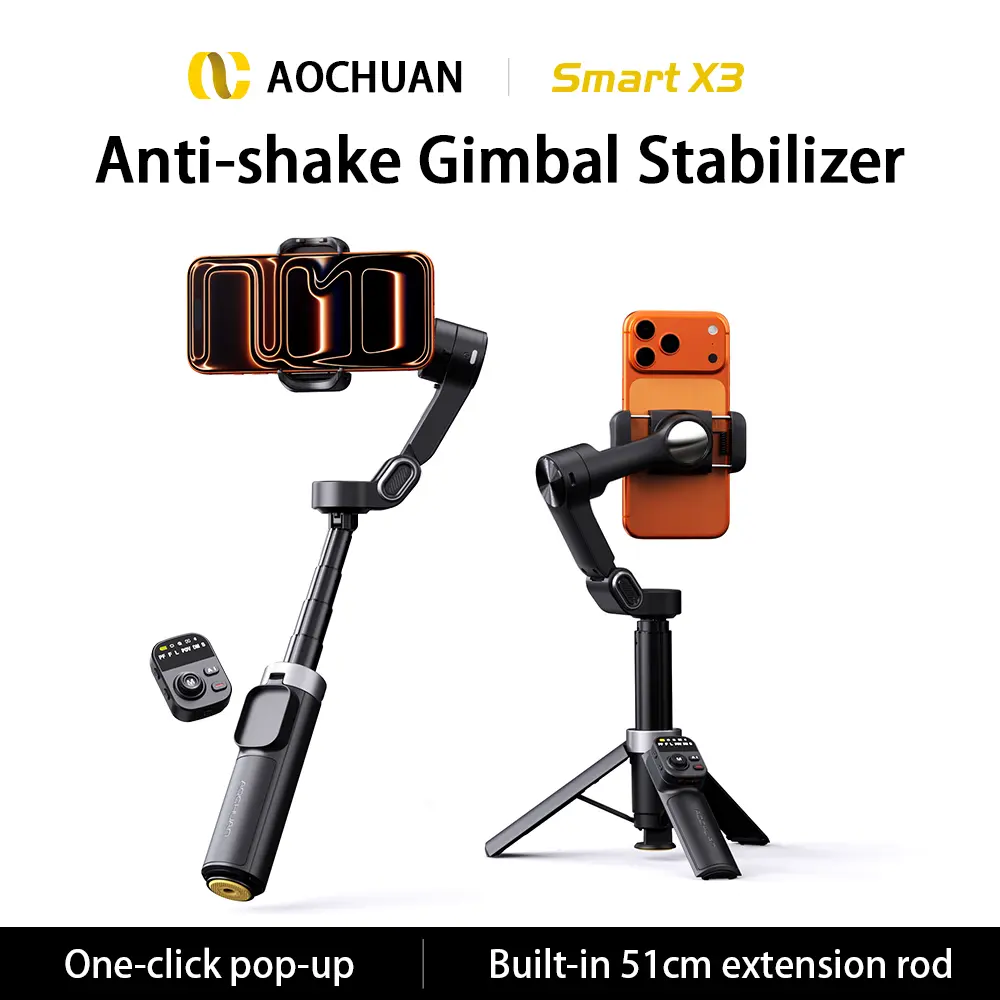 3-Axis Gimbal Stabilizer with Extendable Selfie Stick - Auto Unfold, 360° Face/HGesture Tracking, Remote Control, Tripod Included for Vlogging, Compatible with iPhone 17/16/15 & Android Phones, Phone Accessories Compatible