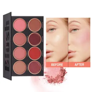 Blush Palette, Matte Shimmer Highly Pigmented Long Lasting Natural Glow Blush Highlighter Contour Palette for All Skin Tones Face Makeup