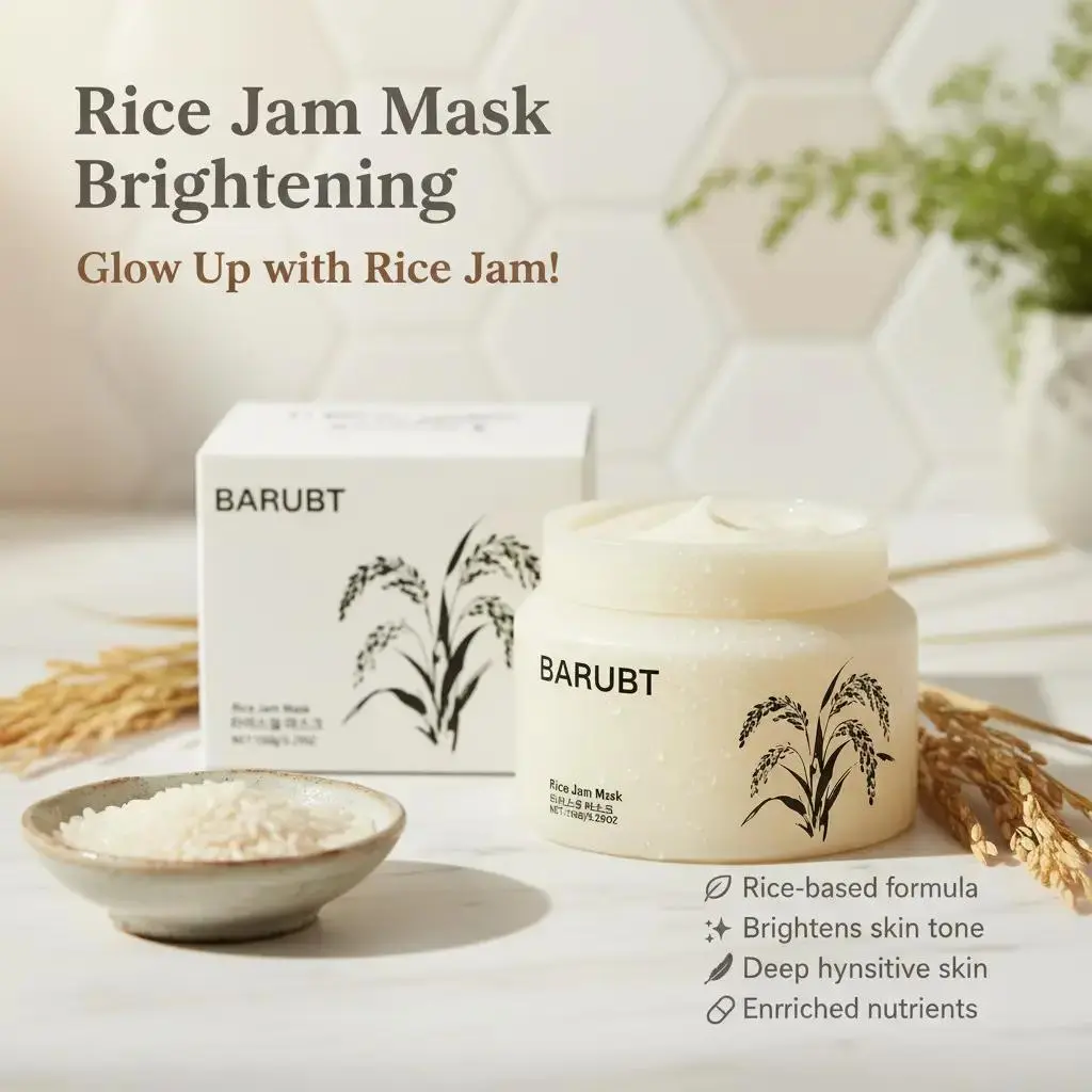 Rice Jam Wash-Off Mask for Face & Body, 2 Pack, Brightening & Hydrating Formula with Gentle Exfoliation for Sensitive Skin, 250ml, Rice-Based, Cleansing, Moisturizer, Body Wash, Face & Body Mask