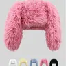 Unisex Cute Fluffy Rabbit Ear Design Soft Plush Beanie - White, Casual Warm Whimsical Style, Headwear, Animal Hats, Bunny Ears Hat, Daily Fashion Item, Cute Gifts for BF, Men's/Women's Accessories