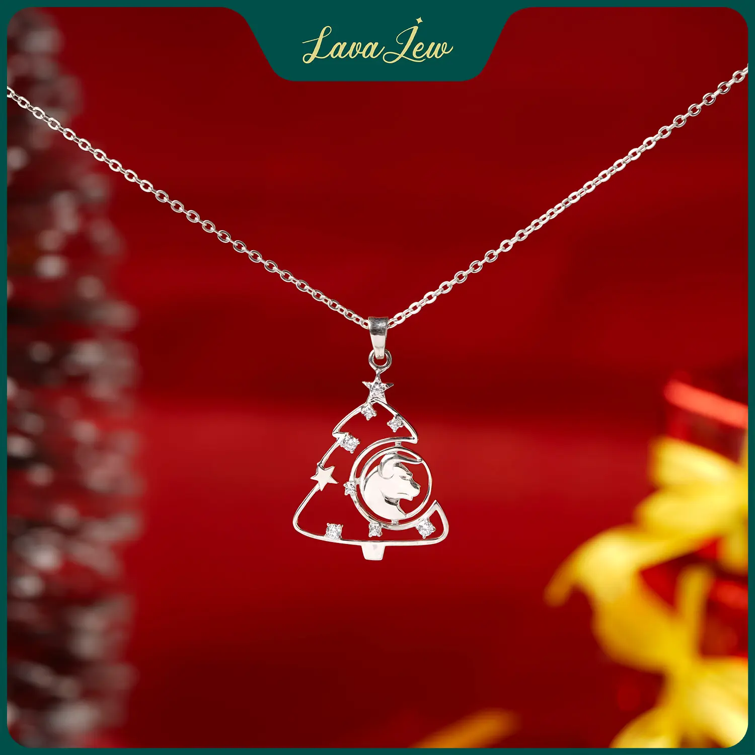 LavaJewelry Taurus Chrismas Tree Necklace, Christmas Tree Necklace, Necklace for Man and Woman, Girls, Jewelry Gift