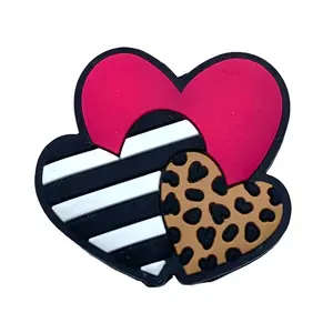 1pc Pink Hearts Silicone Focal Beads for DIY Crafts and Jewelry Making - Heart Shape