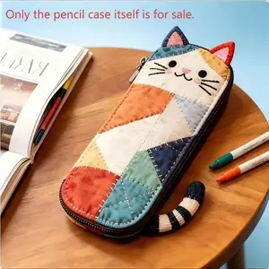 Cute Cat Shape Spliced Pencil Case, 3D Cat Outline Design, Portable & Stylish Stationery Organizer. Pen Pouch for Boys & Girls, Multi-Use for Travel Toiletry Bag, Cosmetic Bag & Makeup Pouch. Perfect Gift for Independence Day, Children's Day, Back to Scho