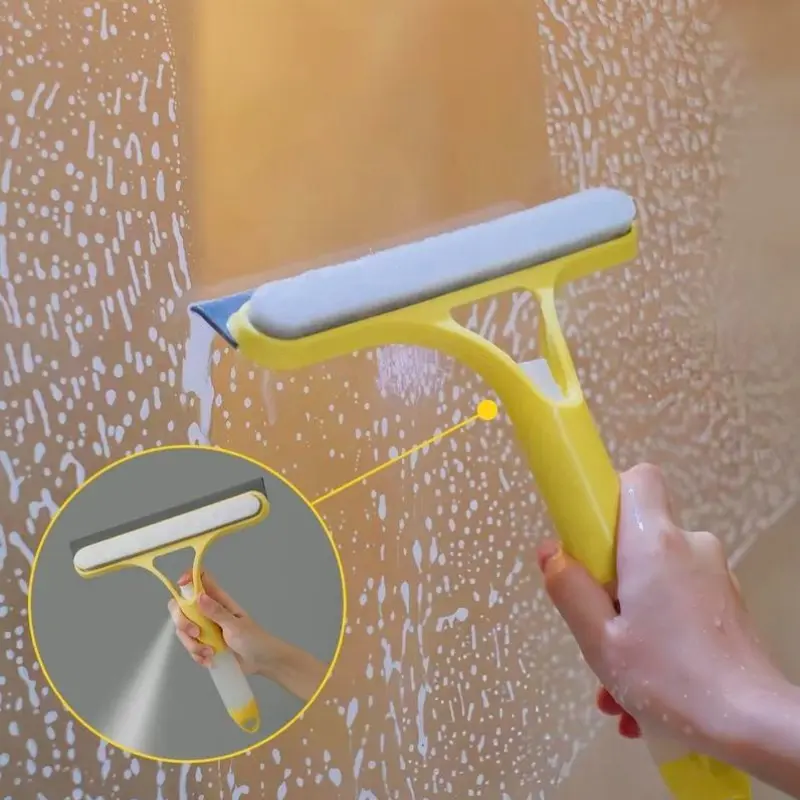 3-In-1 Window Cleaning Scraper, Rubber Squeegee & Spray Cleaner, Multi-Purpose Home Tool, Car Windshield Cleaner, Lightweight Microfiber Cloth, Car Cleaning Supplies