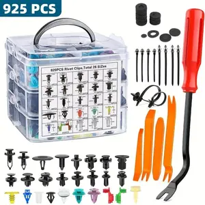 925-Pack Heavy-Duty Self-Locking Nylon Push Rivets | Versatile Fasteners for Auto & Daily Repairs, Removal Plier & Bracket Toolkit, Power Tools for Repair, Toolbox, Automotive Truck Accessories, OEM Tools, Electric Car Jack Set fender