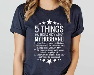 Funny Wife Shirt, Husband Tee, Funny Gift For Wife, Wife Shirt, Best Wife Shirt, 5 Things You Should Know About My Husband Shirt, Wife Gift,Gift for him,gift for her