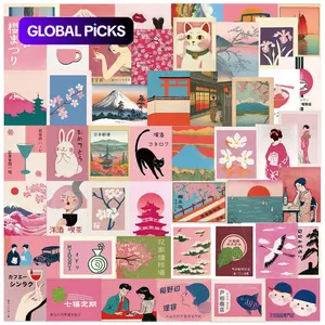 50pcs Retro Pink Japanese Aesthetic Graffiti Series Stickers, Decal Sticker, Suitable for Faith Based Designs Such As Scrapbooks, Diaries, Laptops, Water Bottles, Cars, Etc., As Gifts with Positive Messages Sticker Decals #GLOBAL PICKS