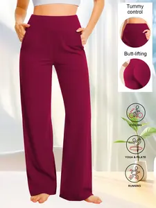 Women's Plus Size Breathable High Waist Yoga Pants, Loose Fit Wide Leg Workout Shorts, Casual Outdoor Running Gym Wear, High Stretch Breathable Activewear Bottoms, Women Workout Clothes
