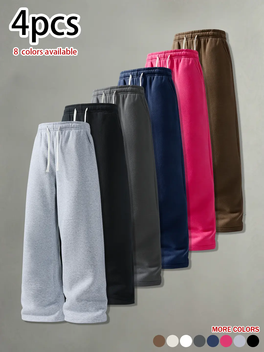 Pack of 4, pack of 1.Men’s casual straight-leg long pants for spring and autumn—loose fit, minimalist basic design, comfortable and skin-friendly sweatpants. Versatile for everyday wear, street style, fashion, leisure, sports, and fitness.