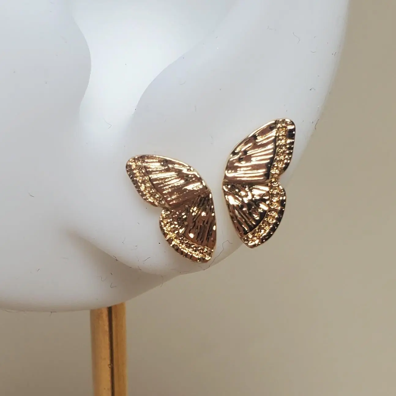 Butterfly wings Stud Earrings, Gold plated Half Wing Butterflies, Stu Earrings for girls and women, Double Piercing Earring, wedding accessories
