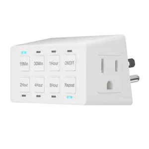 SQ-APT003 8-Hour Indoor Countdown Plug-in Timer, UL Listed Timer for Electrical Outlets, 15-30 Min 1-2-4-8 Hour, for Fans or Lights, 1/4 HP, HET03-W, White