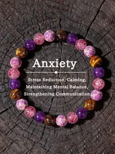Stress Relief Calming Peaceful Tiger Eye Beaded Adjustable Bracelet with Unique Craftsmanship, Balances Thoughts, Mental Balance, Improves Communication, Strengthening, Relieves Anxiety, Calmness Natural Stone Jewelry, Stress Reduction Bracelet