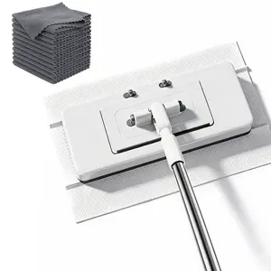52in 2in1 long Push Clamp Click Mop Hands Free Flat Mops Perfect for People with Back Pain or Mobility Issues + 8 Reusable Cloths