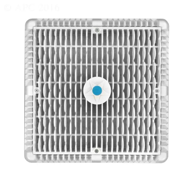 212 MAIN Aquastar Pool Anti-Entrapment Wave Grate, 12x12 in, Vented Riser Ring, UV Polymer (Model WAV12WR101)