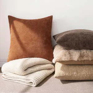 Neutral Chenille Pillowcase 45x45cm, Soft Texture Decorative Pillowcase, Suitable for Sofa and Bed, Cozy Home Decoration Accent