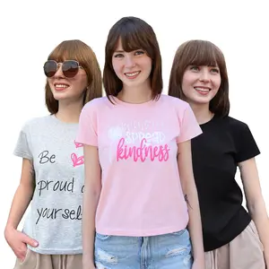[3 Pack] Junior Girls Cute Cotton Graphic T Shirts Teen Tween Women's Casual Trendy Tee Tops
