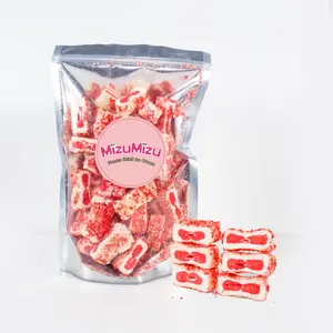 MIZUMIZU Freeze Dried Strawberry Shortcake lce Cream Bites | Crunchy Creamy Dessert Bites | Perfect for Camping, Outdoor, and Party