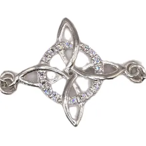 Bracelets & Bangles Simple Nudo de Bruja Silver Tone Celtic Knot Design with Cubic Zirconia Stones