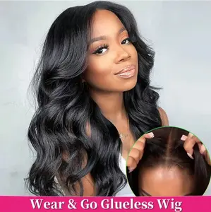 Ready To Wear And Go Glueless 13x6 Hd Body Wave Lace Front Wigs Human Hair 200 Density Body Wave Lace Frontal Human Hair Wigs For Women 13X6 lace Glueless Pre Plucked Black Wig On Sale