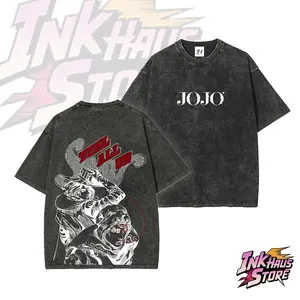 SBR acid wash t-shirt Gyro Zeppeli and Johnny Joestar -- Short Sleeve Cotton Unisex Retro vintage Tee anime trending fashion stylish