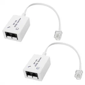 2Pcs DSL Filter Splitter ADSL Splitter for Phone Line Male to 2 Female RJ11 6P4C/6P2C Telephone Modem Converter Adapter